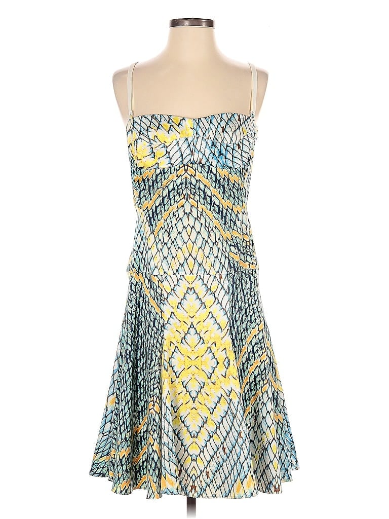 Just Cavalli Print Yellow Blue Cocktail Dress Size EU (IT) 44 / US 8 - photo 1