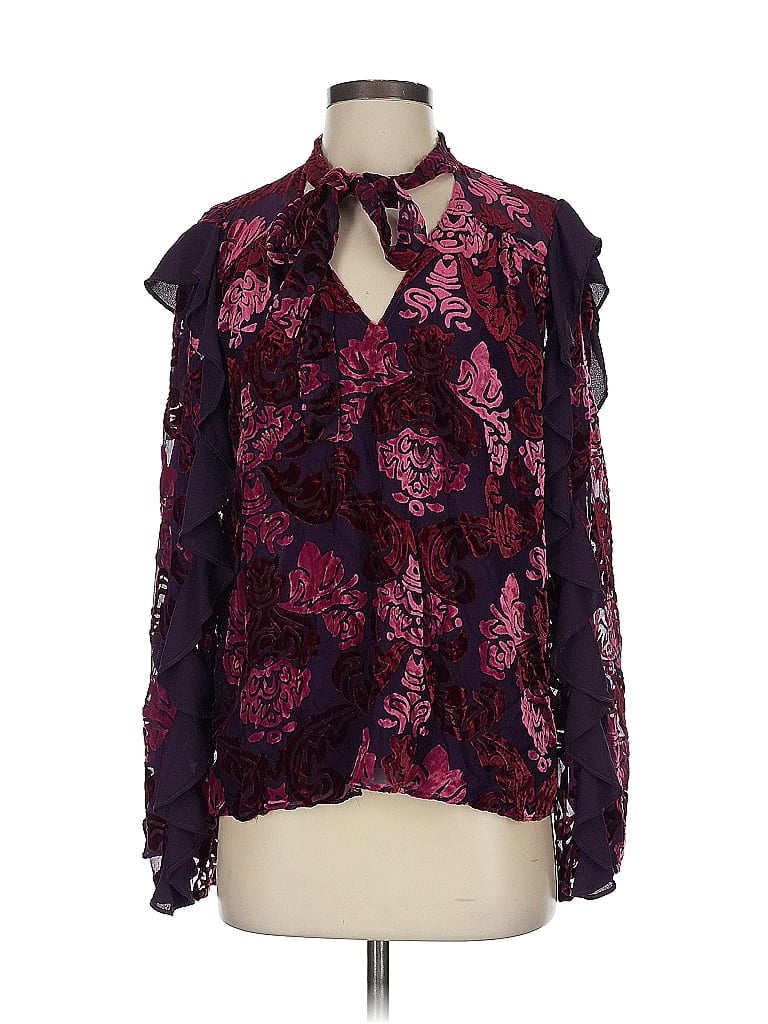 ML Monique Lhuillier Burgundy Long Sleeve Blouse Size S - photo 1