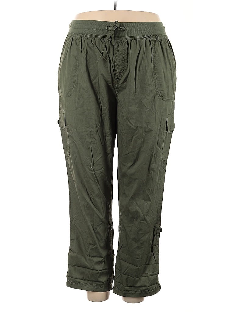 Woman Within 100% Cotton Green Cargo Pants Size 20 (petite) - photo 1