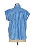 Ann Taylor LOFT 100% Cotton Polka Dots Blue Short Sleeve Blouse Size XL - photo 2