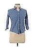 Katrina Checkered-gingham Blue 3/4 Sleeve Button-Down Shirt Size XL - photo 1