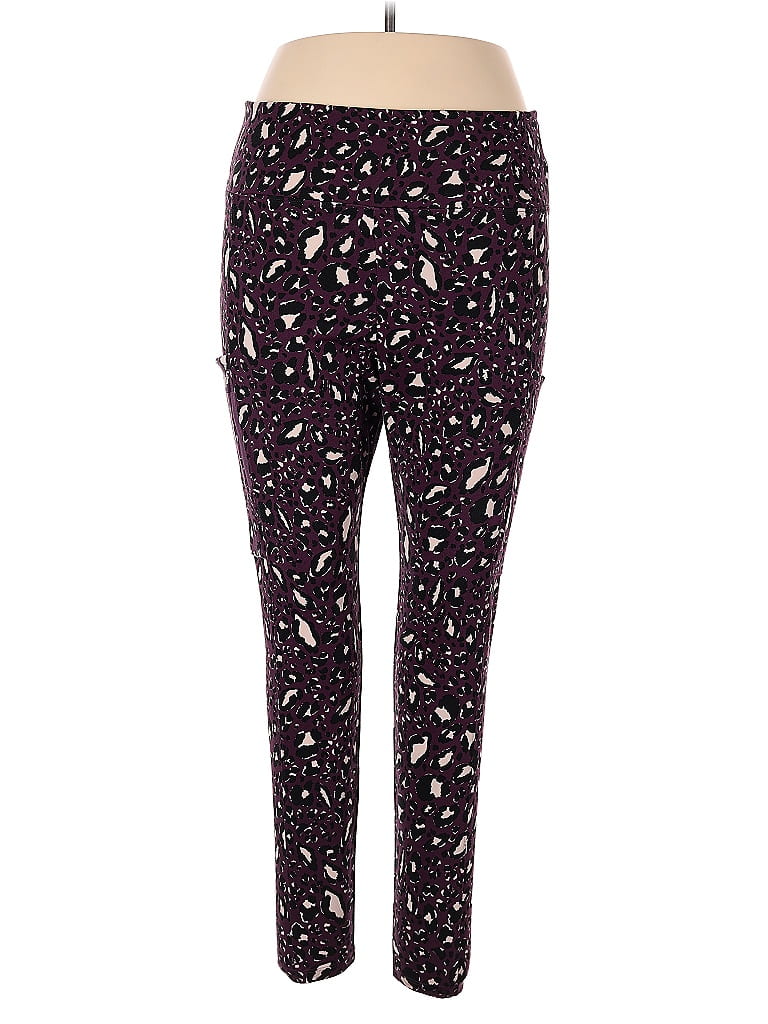 Lou & Grey Animal Print Purple Active Pants Size XXL - photo 1