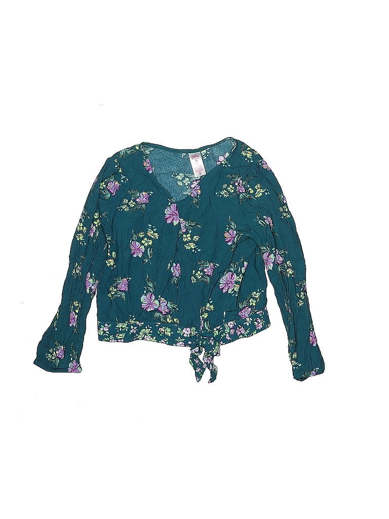 Justice 100% Recycled Polyester Teal 3/4 Sleeve Blouse Size 10 - photo 1