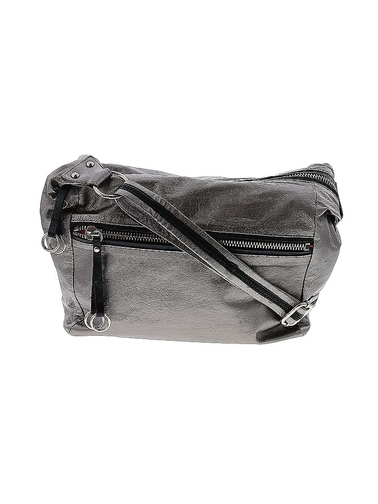 Assorted Brands Metallic Gray Silver Leather Crossbody Bag One size - photo 1