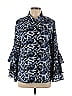 A.Z.I Jeans 100% Polyester Animal Print Blue Long Sleeve Blouse Size L - photo 1