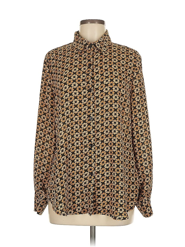 Pre-owned Philosophy Republic Clothing Long Sleeve Blouse In Gold