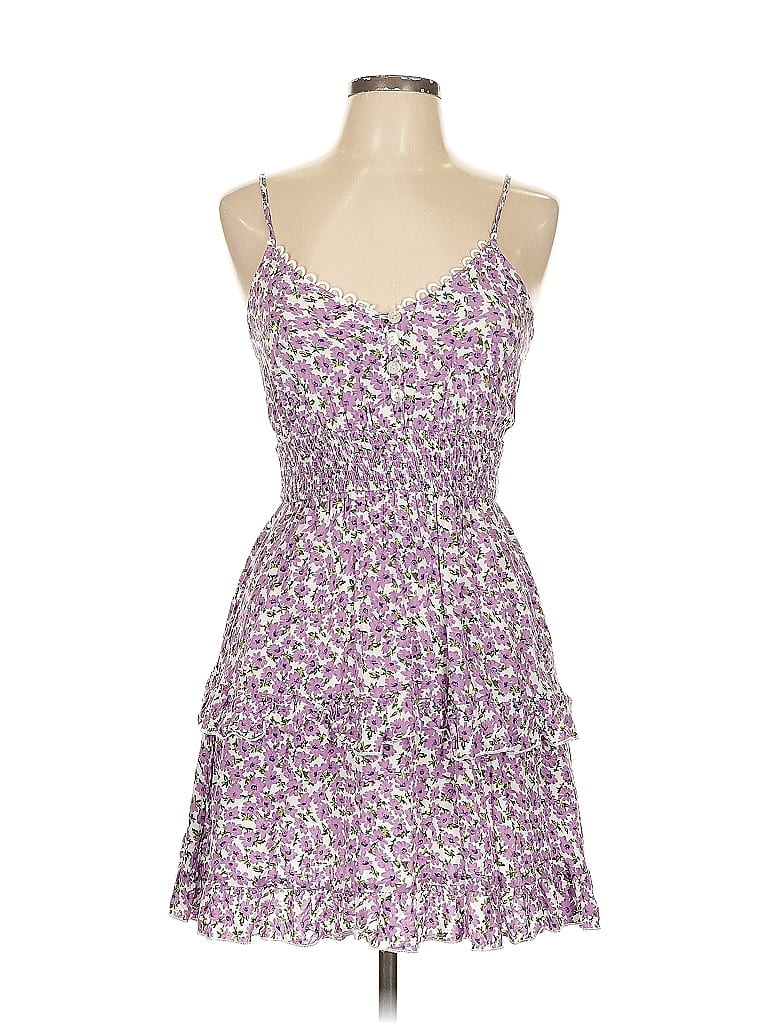 Zaful 100% Rayon Hearts Purple Cocktail Dress Size L - photo 1