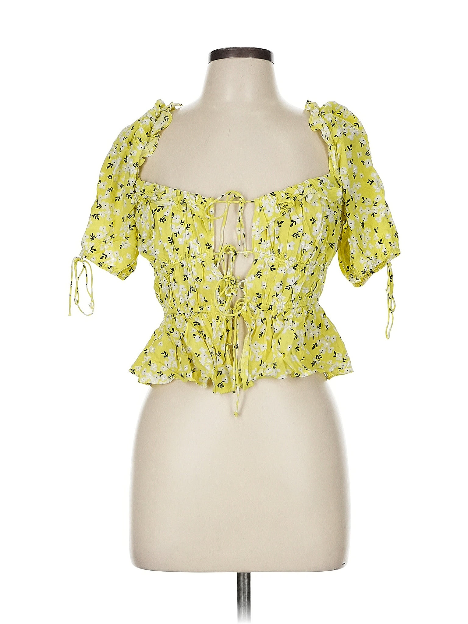 For Love &amp; Lemons Yellow Short Sleeve Blouse Size M