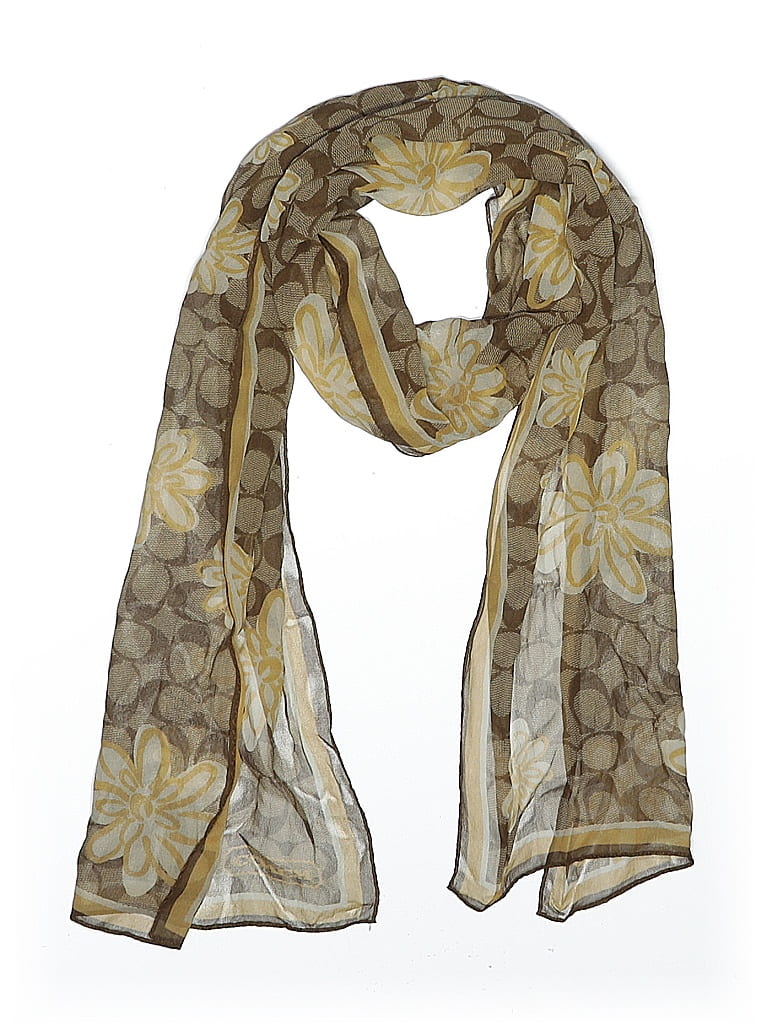 Coach Floral Brown Tan Scarf One size - photo 1