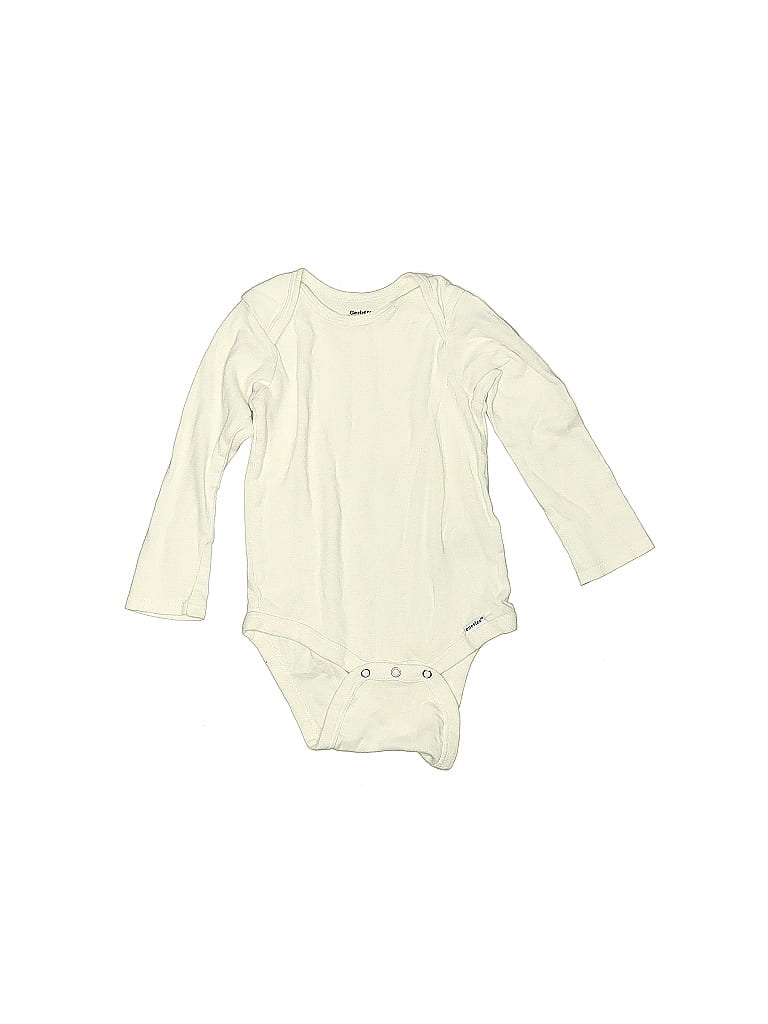 Gerber 100% Cotton Solid Ivory Long Sleeve Onesie 18-24 MO / 24 MO - photo 1