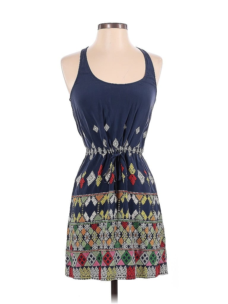 Twelfth Street by Cynthia Vincent 100% Silk Graphic Blue Casual Dress Size P (petite) - photo 1