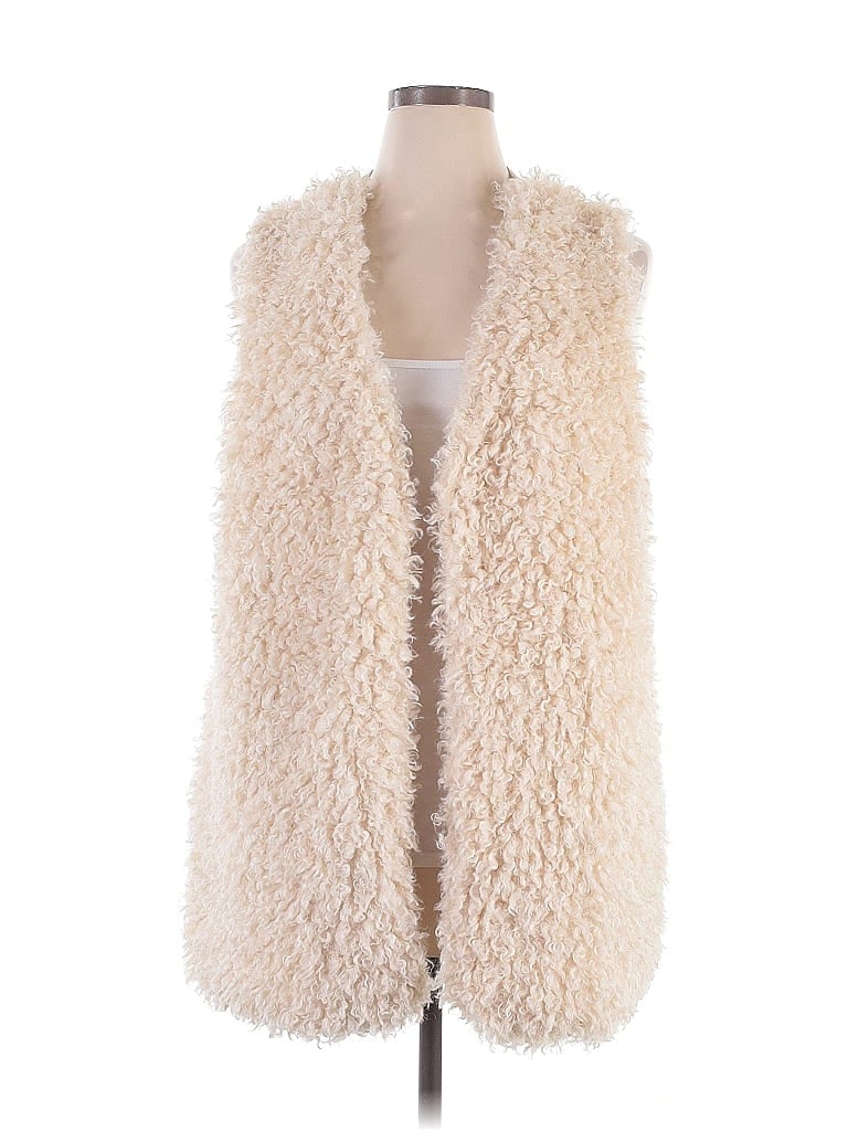 Terra & Sky 100% Acrylic Ivory Faux Fur Vest Size 0X - photo 1