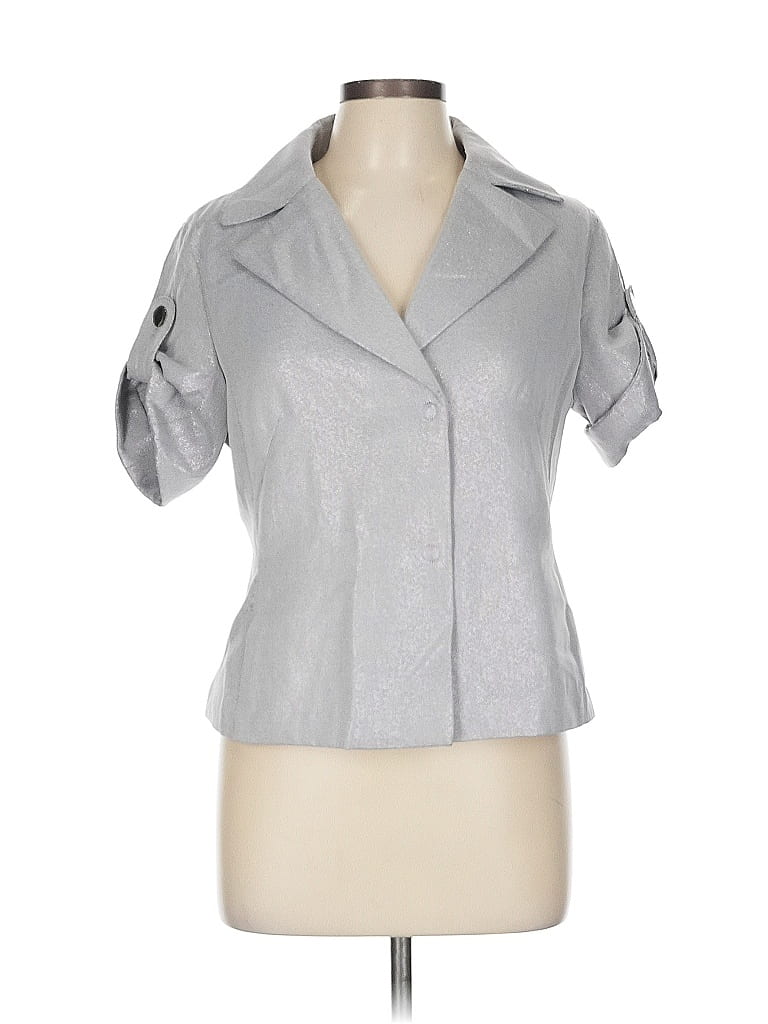 Akris Punto Silver Short Sleeve Blouse Size 10 - photo 1