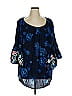 Johnny Was 100% Viscose Blue 3/4 Sleeve Blouse Size XL - photo 1
