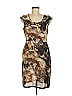 Piazza Sempione 100% Silk Graphic Brown Black Cocktail Dress Size EU (IT) 44 / US 8 - photo 1
