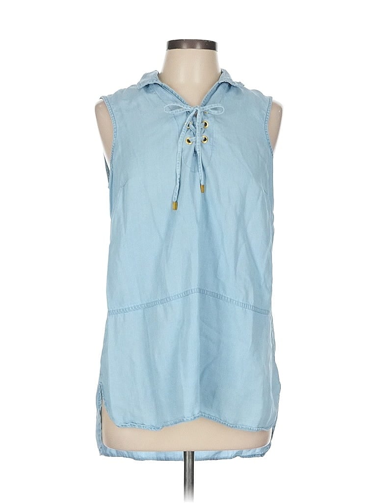 Pre-owned Ellen Tracy Sleeveless Blouse In Blue