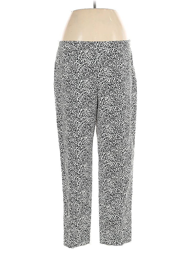Piazza Sempione Animal Print Silver Black Casual Pants Size EU (IT) 48 / US 12 - photo 1