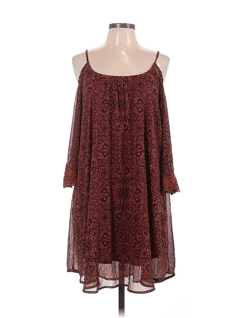 Xhilaration 100% Polyester Paisley Burgundy Casual Dress Size M - photo 1