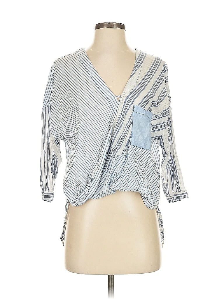 Pre-owned Holding Horses 3/4 Sleeve Blouse In Blue