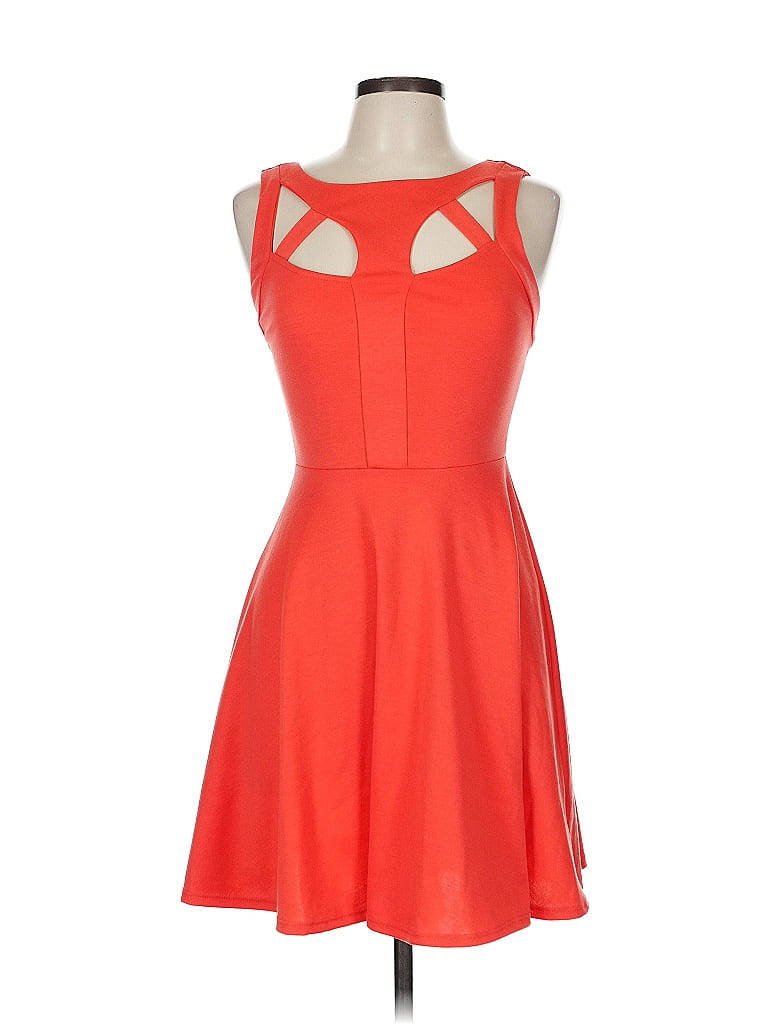 Lush Solid Orange Cocktail Dress Size M - photo 1