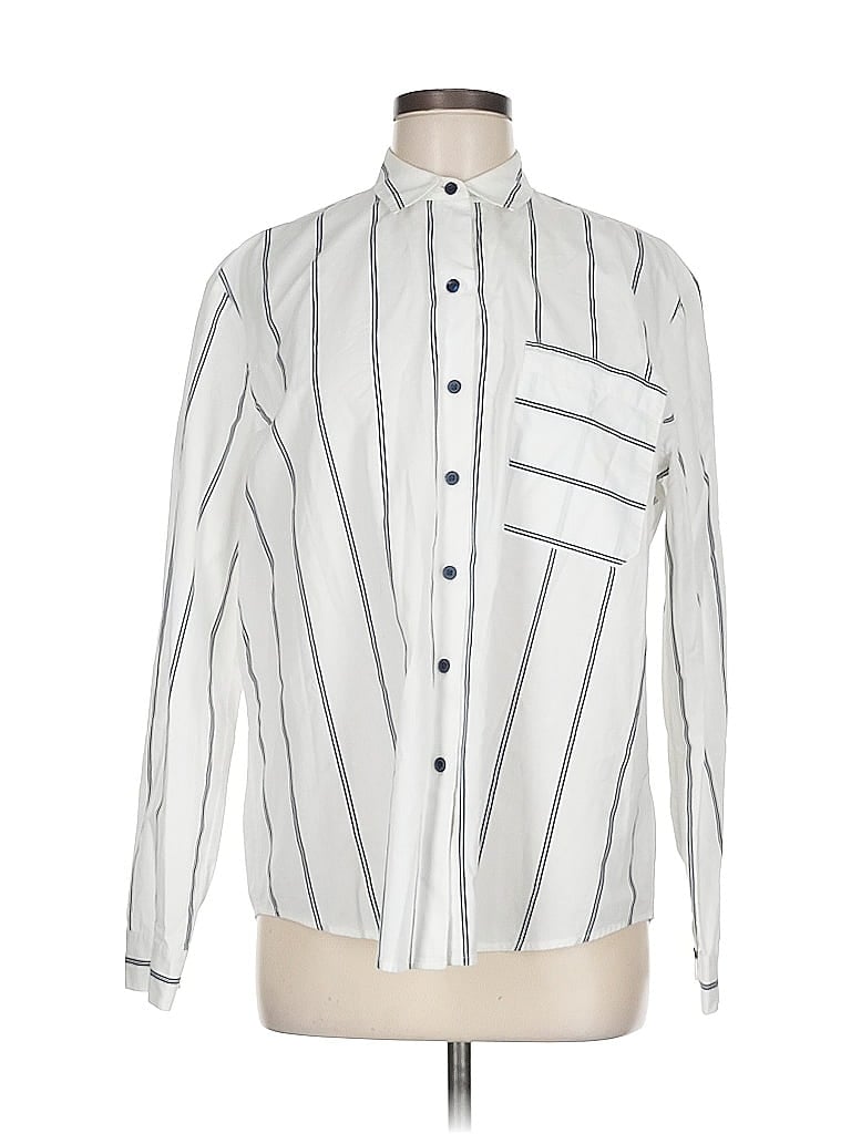Pre-owned Atm Anthony Thomas Melillo Long Sleeve Button Down Shirt In White