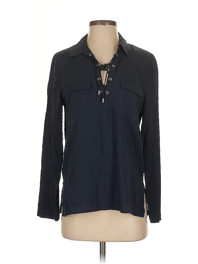 Pre-owned Mango Long Sleeve Blouse In Black