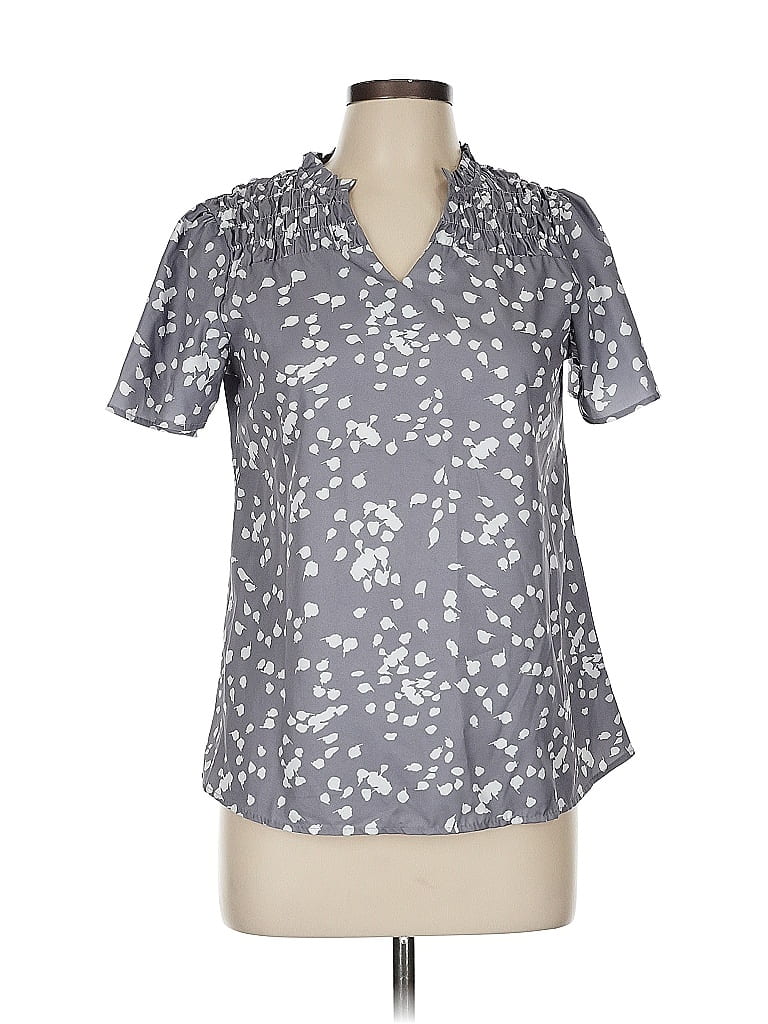 Pre-owned Unbranded Short Sleeve Blouse In Gray