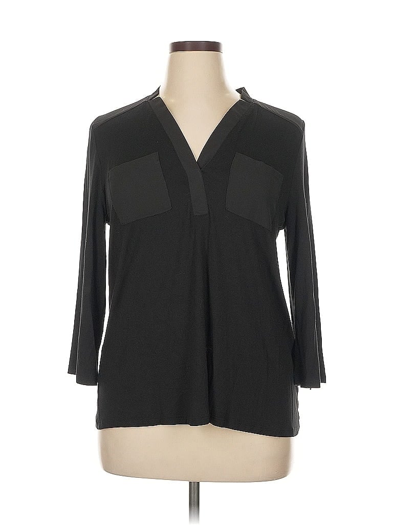 Pre-owned Cable & Gauge 3/4 Sleeve Blouse In Black