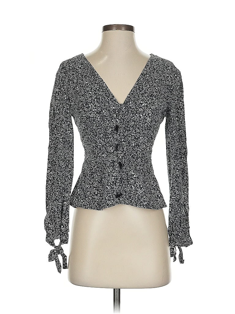 Pre-owned Free People Long Sleeve Blouse In Black