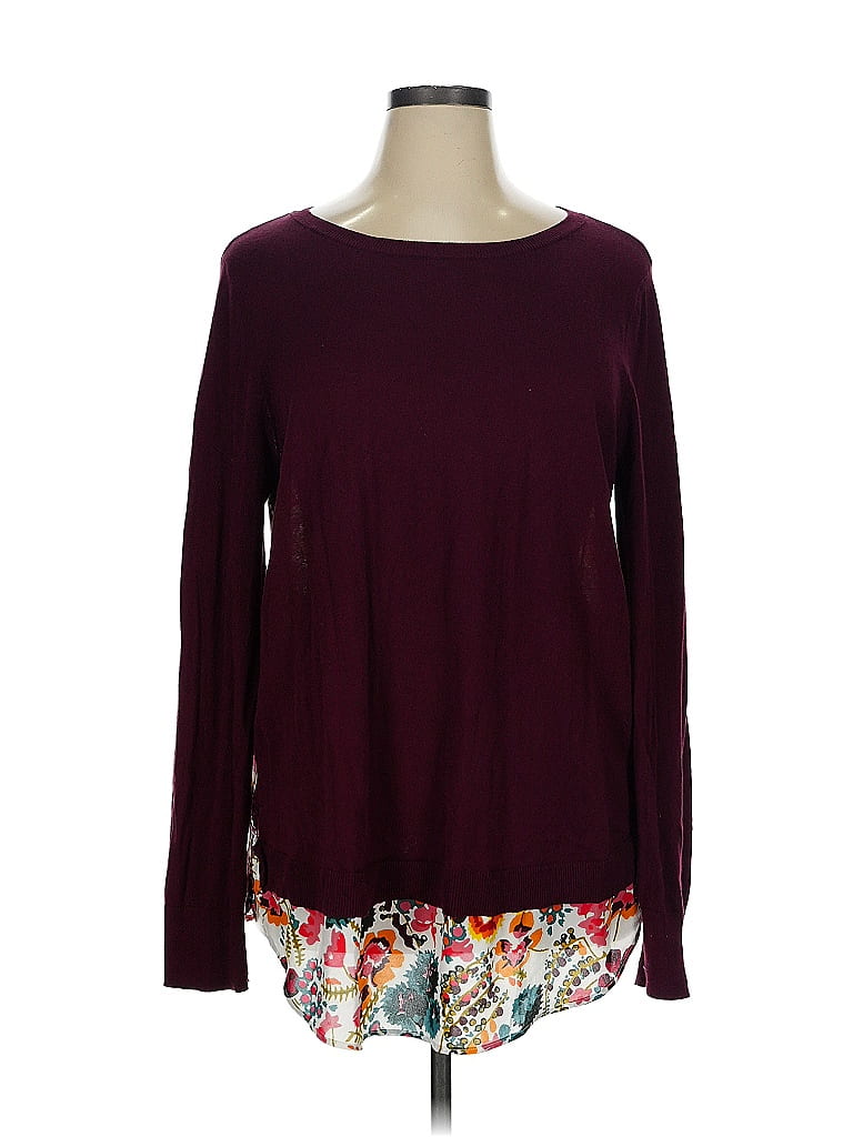 Ann Taylor LOFT 100% Cotton Burgundy Pullover Sweater Size XL - photo 1