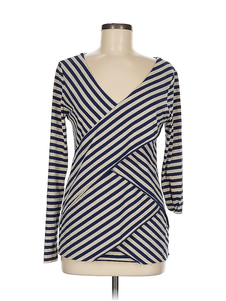 Pre-owned Verve Ami Long Sleeve Top Blue V Neck Tops