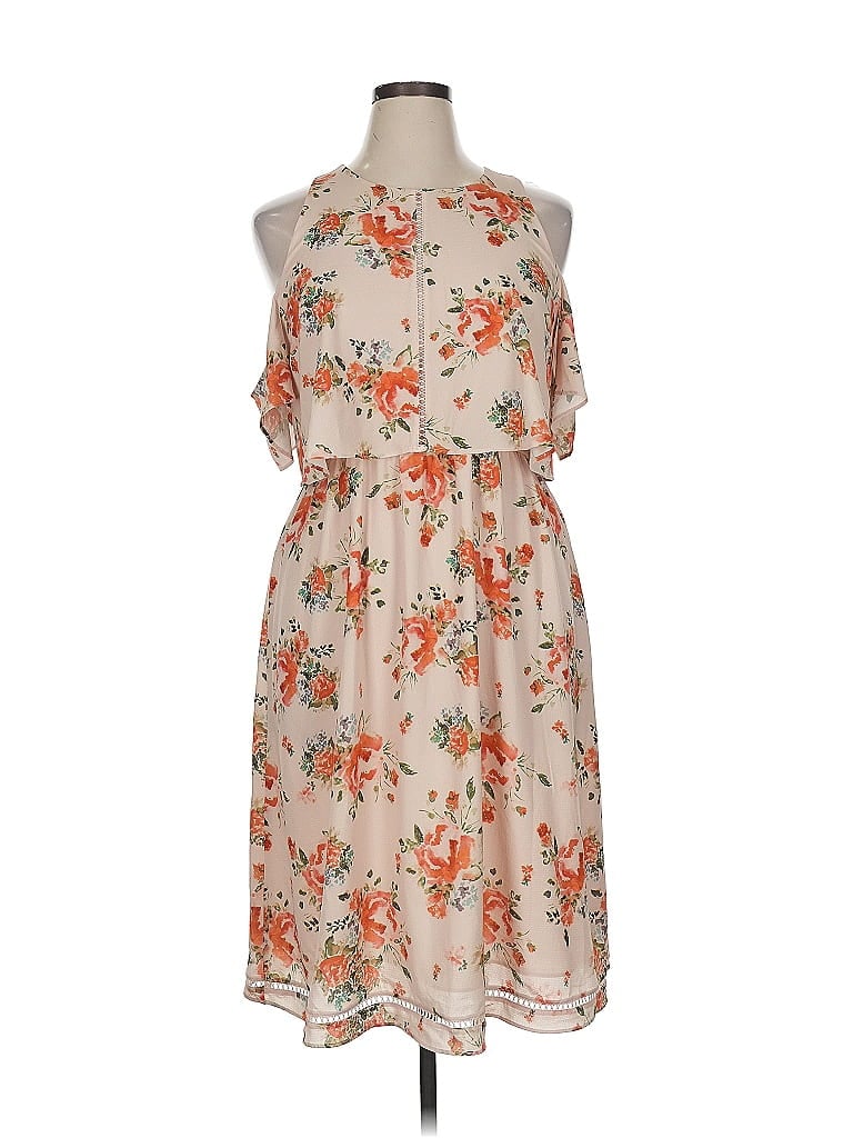 Mossimo Floral Tan Casual Dress Size XL - photo 1