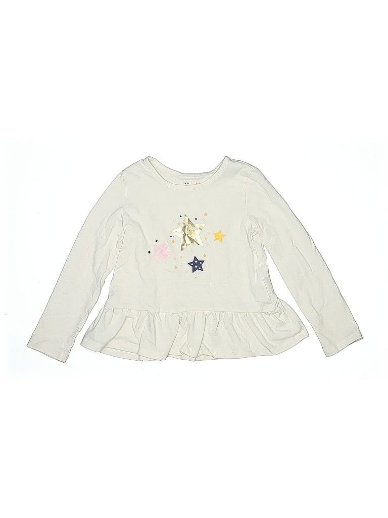 Pre-owned Bcbgirls Kids' Long Sleeve Top Ivory Ruffles Neckline Tops In White