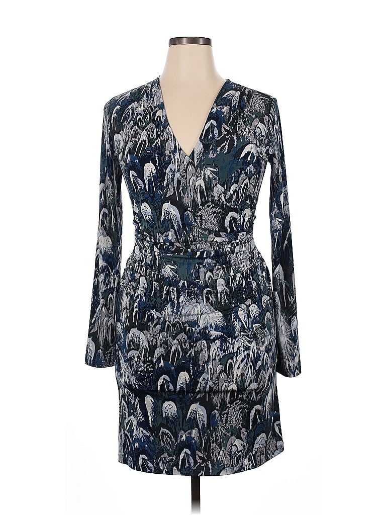 Jennifer Lopez Paisley Blue Cocktail Dress Size L - photo 1