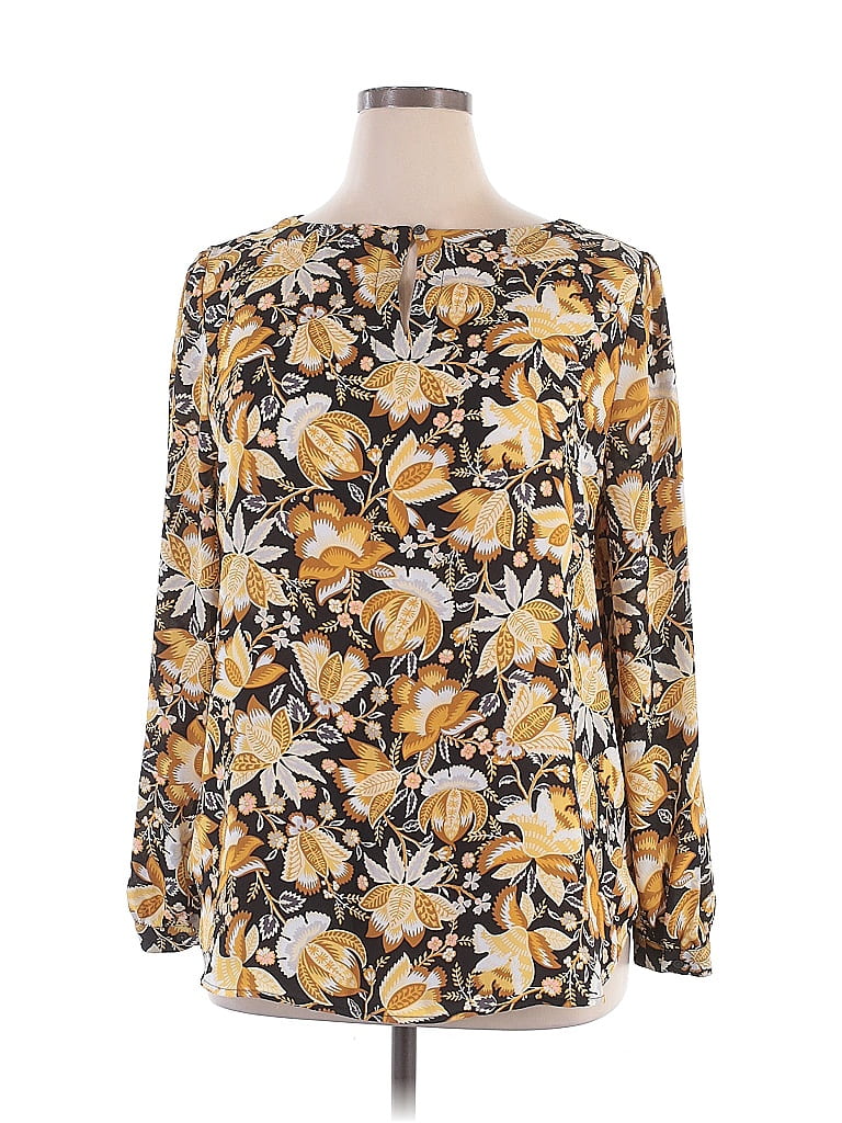 Ann Taylor LOFT 100% Polyester Gold Long Sleeve Blouse Size XL - photo 1