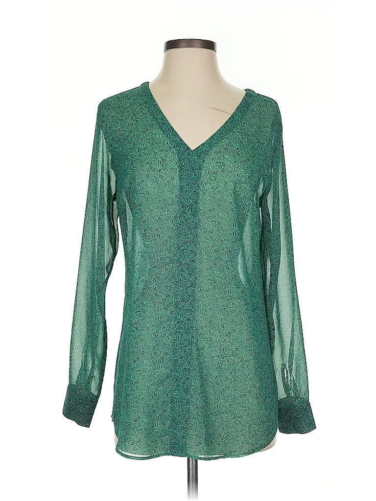 Pre-owned Cabi Long Sleeve Blouse In Green
