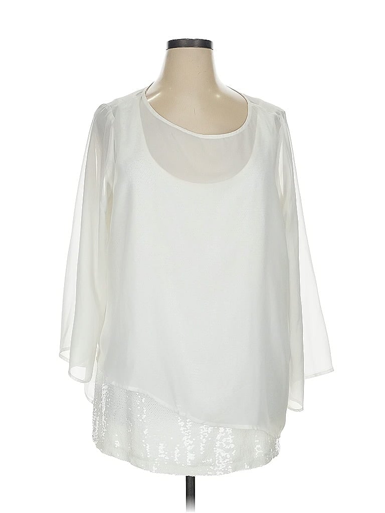 DG^2 by Diane Gilman 100% Polyester White Long Sleeve Blouse Size 1X - photo 1