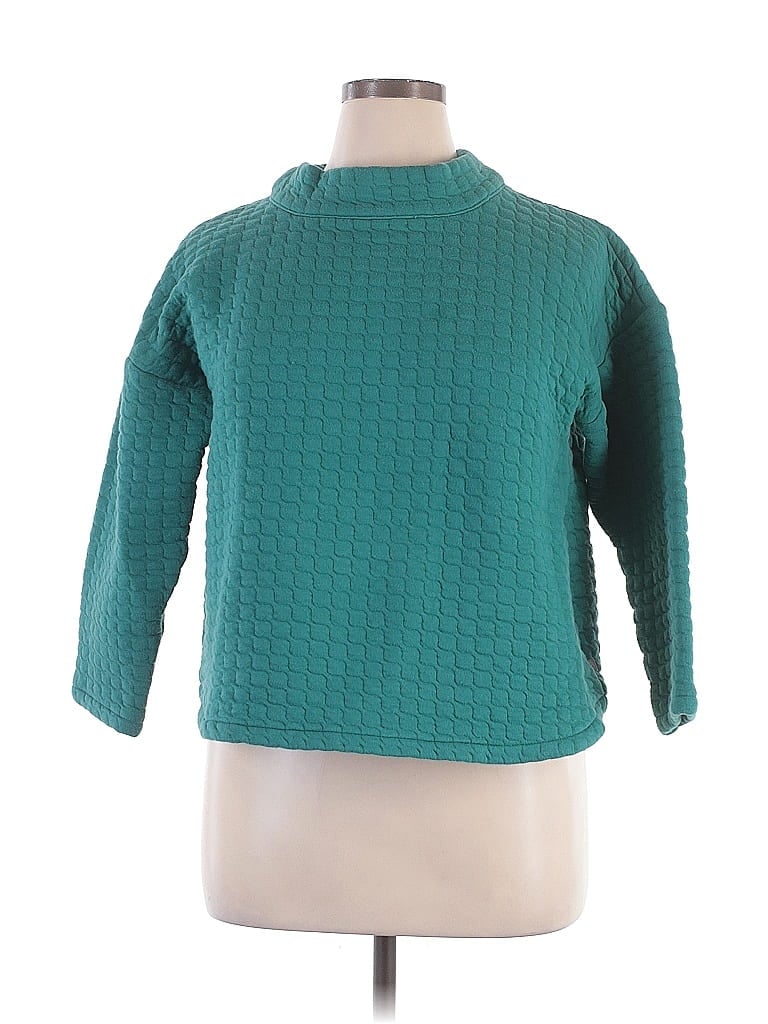 T by Talbots 100% Cotton Teal Pullover Sweater Size XL - photo 1