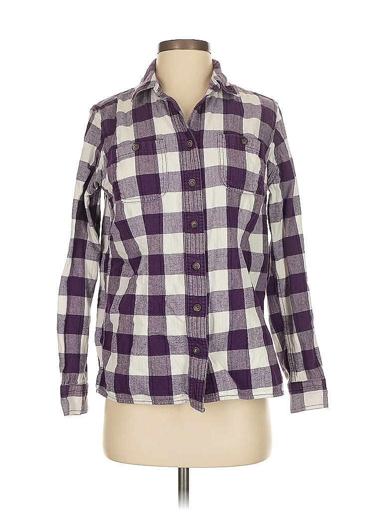 Duluth Trading Co. 100% Cotton Plaid Purple Long Sleeve Button-Down Shirt Size S - photo 1
