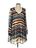 Lavender Brown 100% Polyester Print Teal Blue Casual Dress Size XS - photo 1