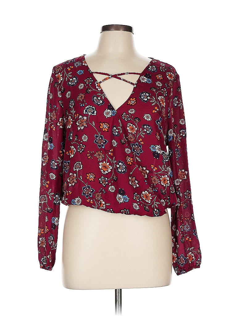 Jack by BB Dakota 100% Polyester Burgundy Long Sleeve Blouse Size L - photo 1