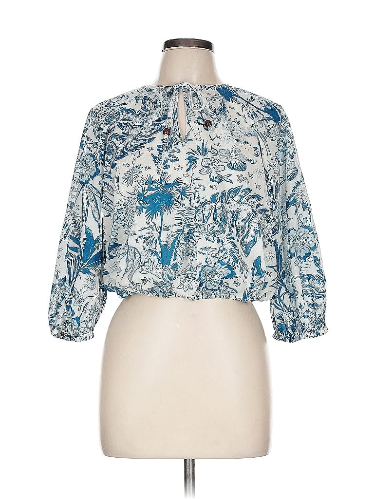Elan 100% Cotton Blue Teal 3/4 Sleeve Blouse Size L - photo 1