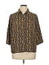 White Stag Print Brown 3/4 Sleeve Button-Down Shirt Size 1X - photo 1