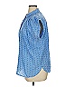 Ann Taylor LOFT 100% Cotton Polka Dots Blue Short Sleeve Blouse Size XL - photo 5