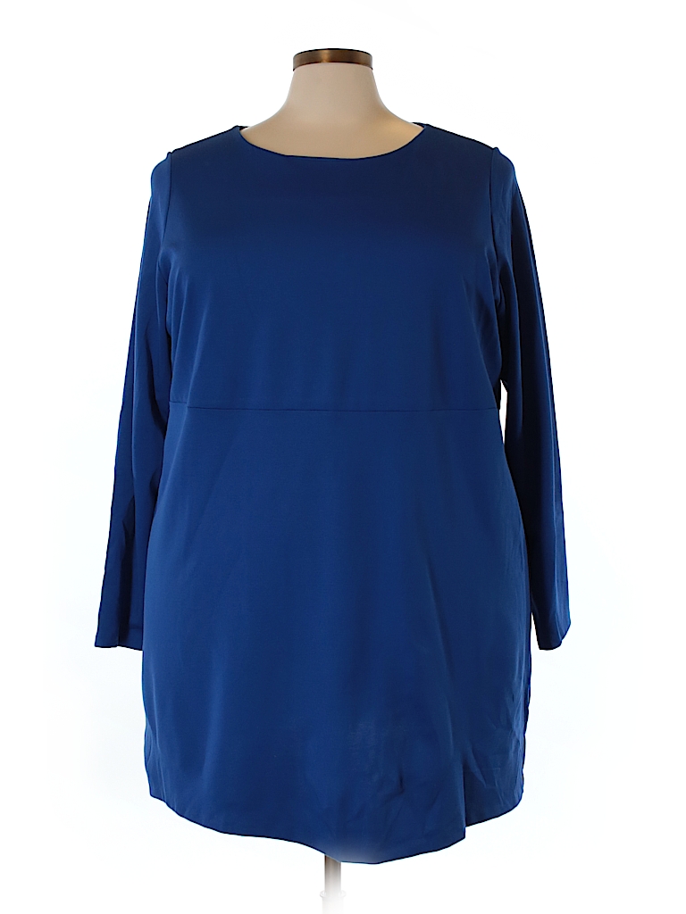 Cj Banks Solid Blue Casual Dress Size 3X (Plus) 74 off thredUP