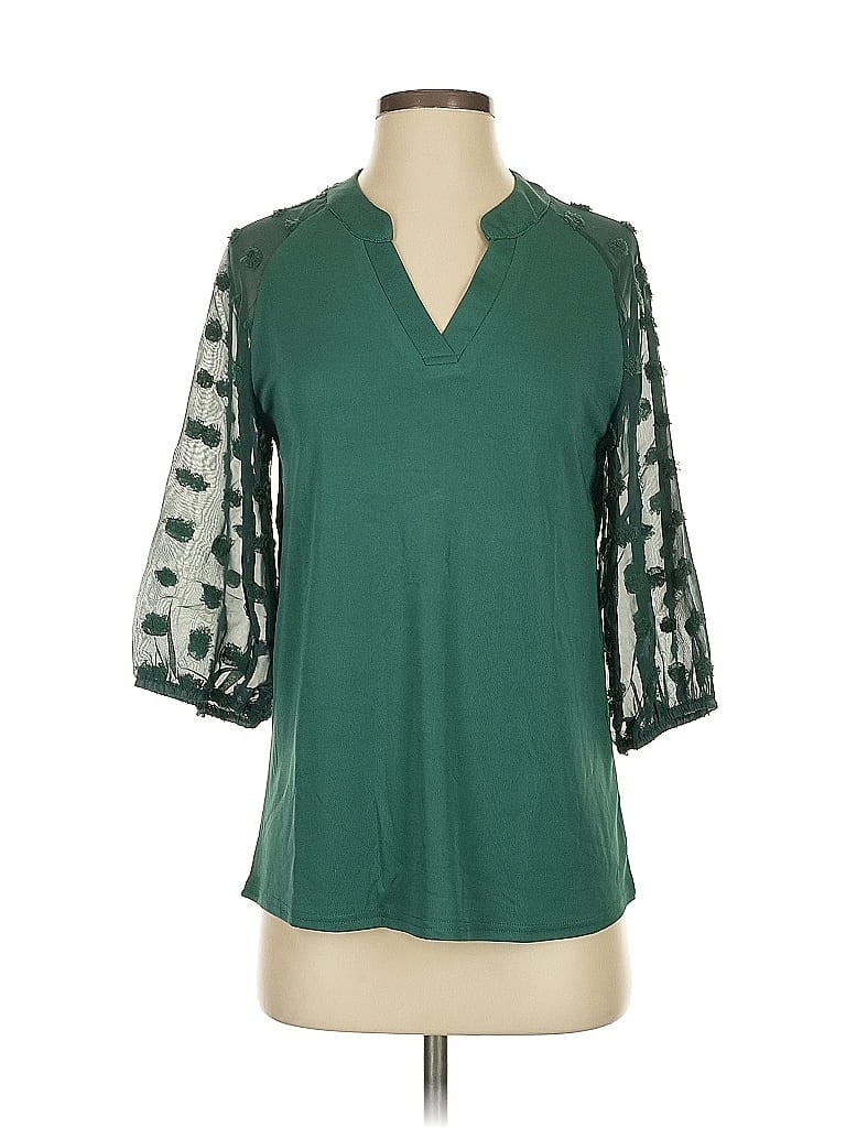 Pre-owned Assorted Brands 3/4 Sleeve Blouse In Green