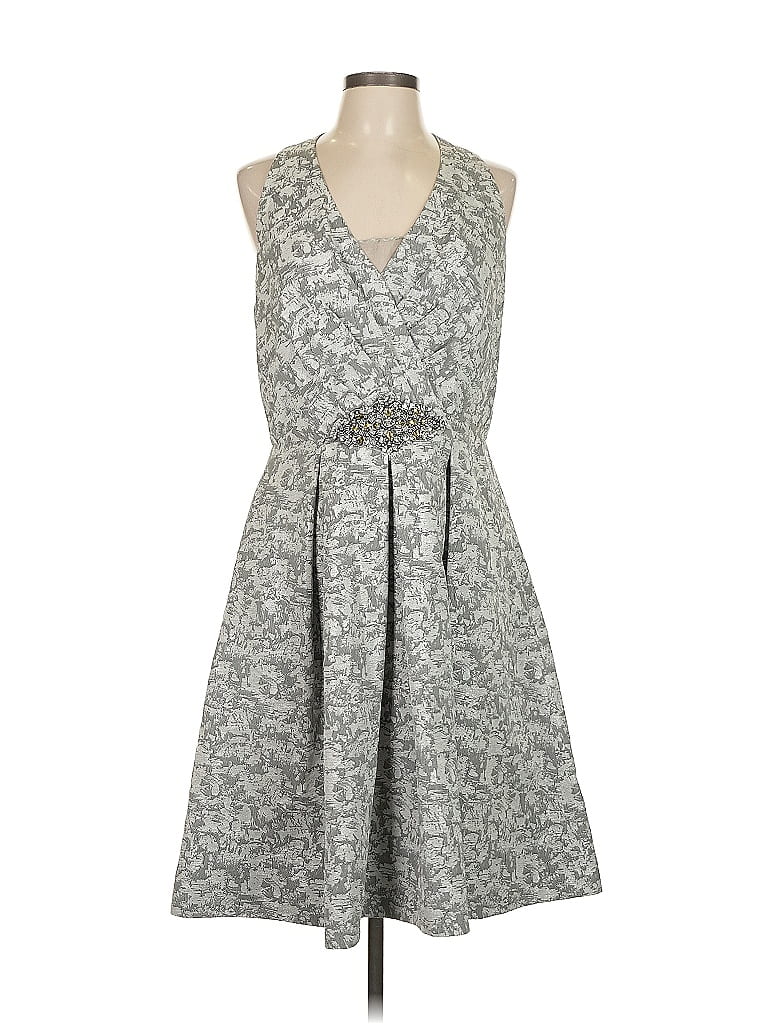David Meister 100% Acetate Paisley Gray Cocktail Dress Size 12 - photo 1