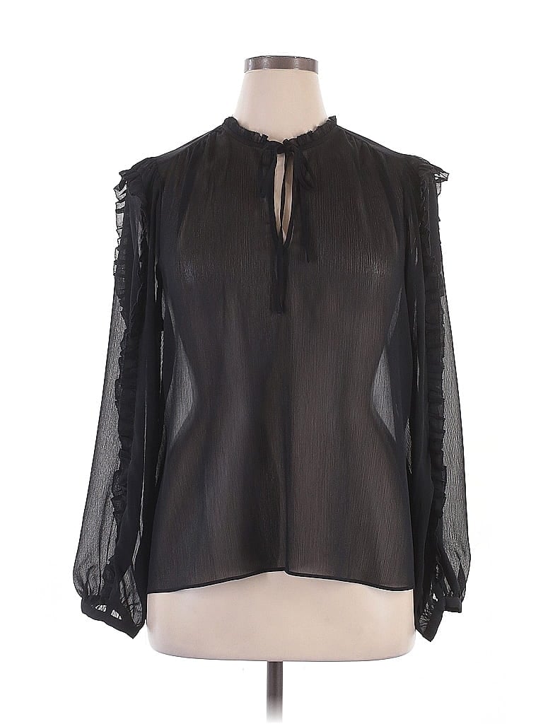 Guess Jeans Black Long Sleeve Blouse Size XL - photo 1