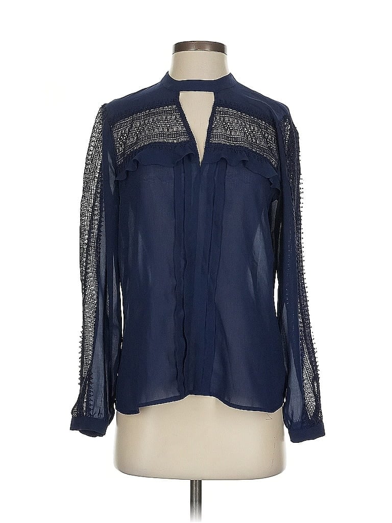 Pre-owned Express Long Sleeve Blouse In Blue