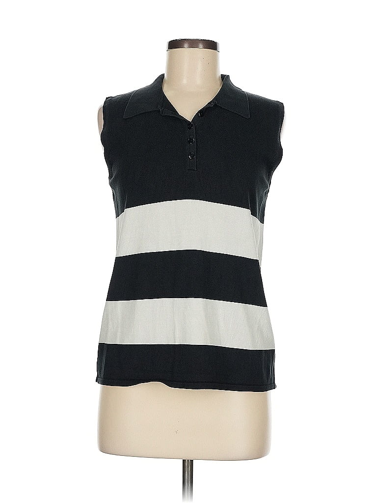 August Silk Black Sleeveless Polo Size M - photo 1